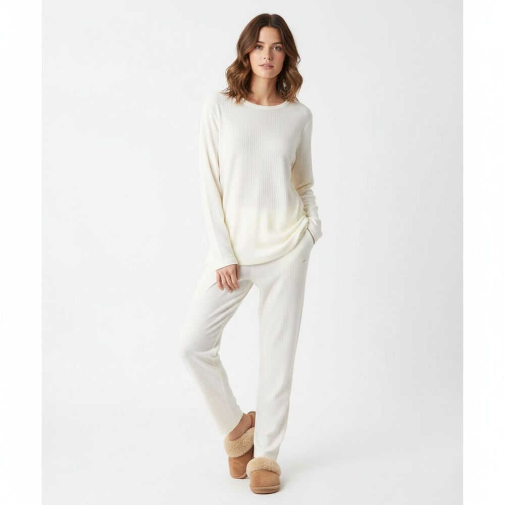 Polar Edge Cotton Ivory Thermal Base Wear Pants & Long Sleeve Top Set L Large